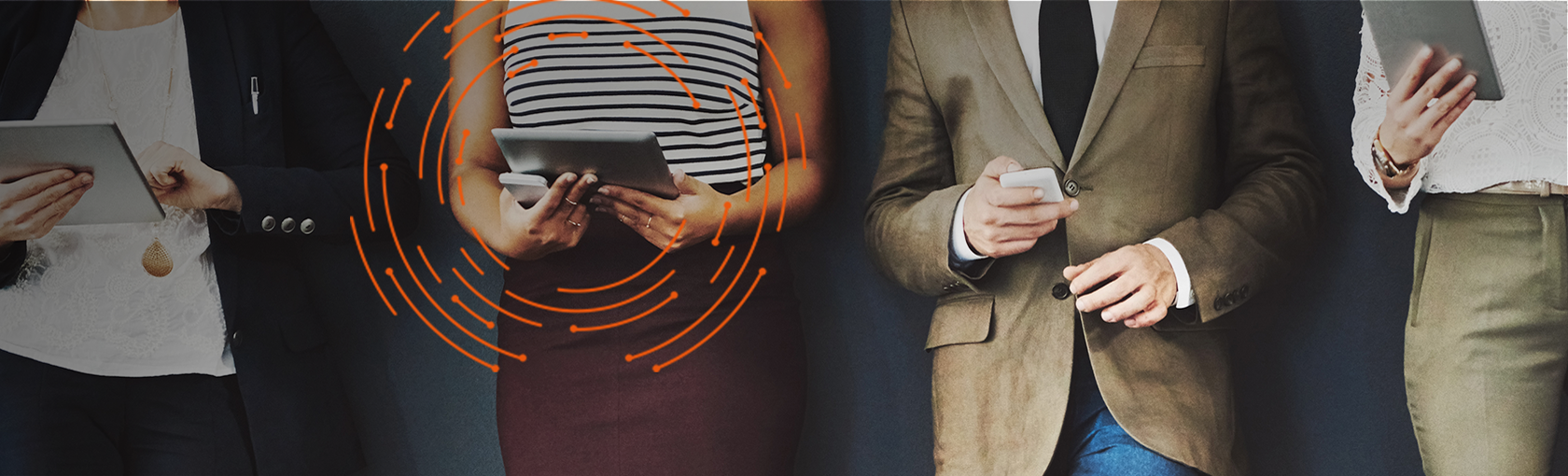 Header Image of four people using mobile devices - possibly provided by Edison Networks